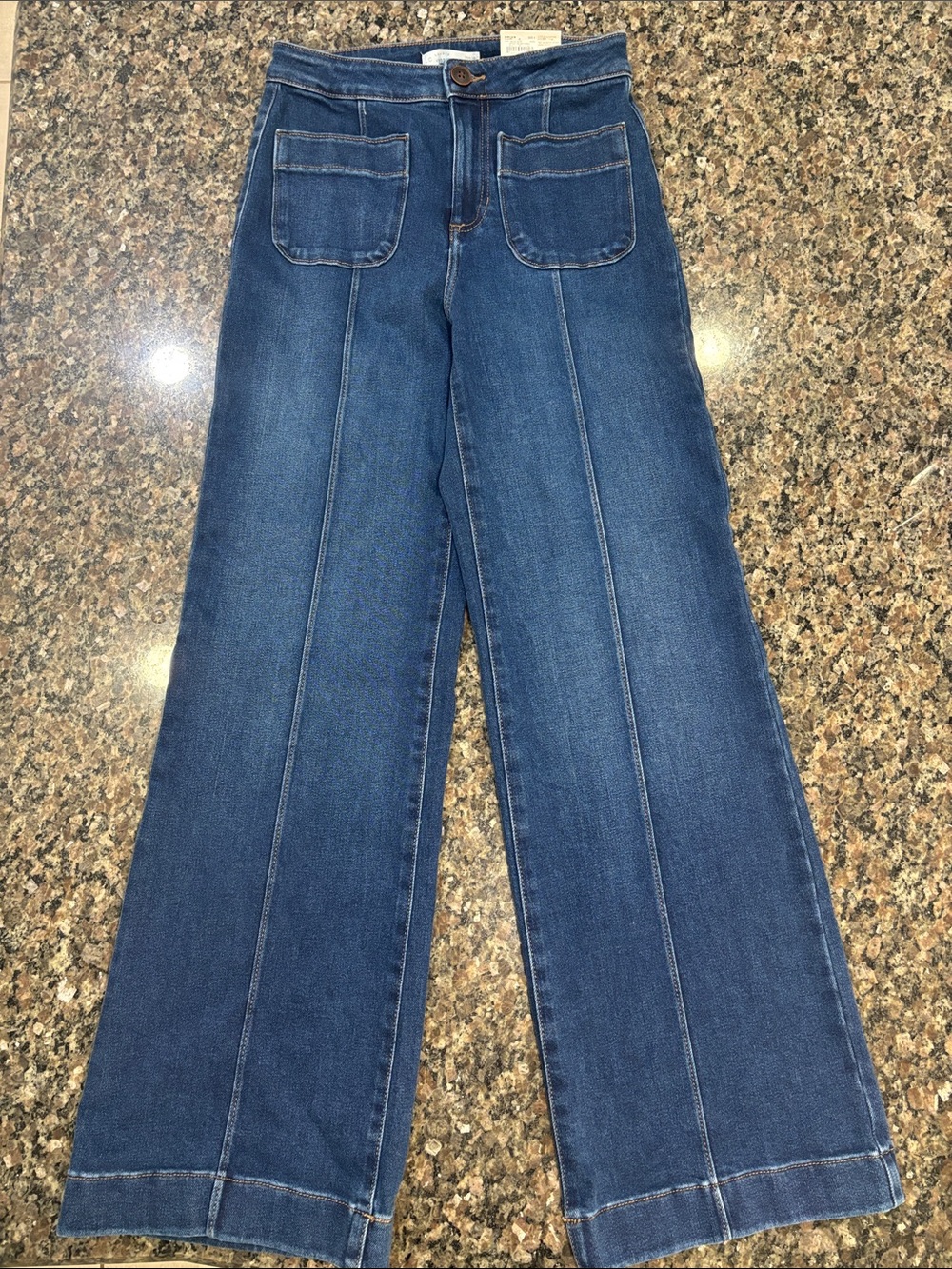 LC Lauren Conrad Dark Blue Wide Leg Front-Seam Jeans